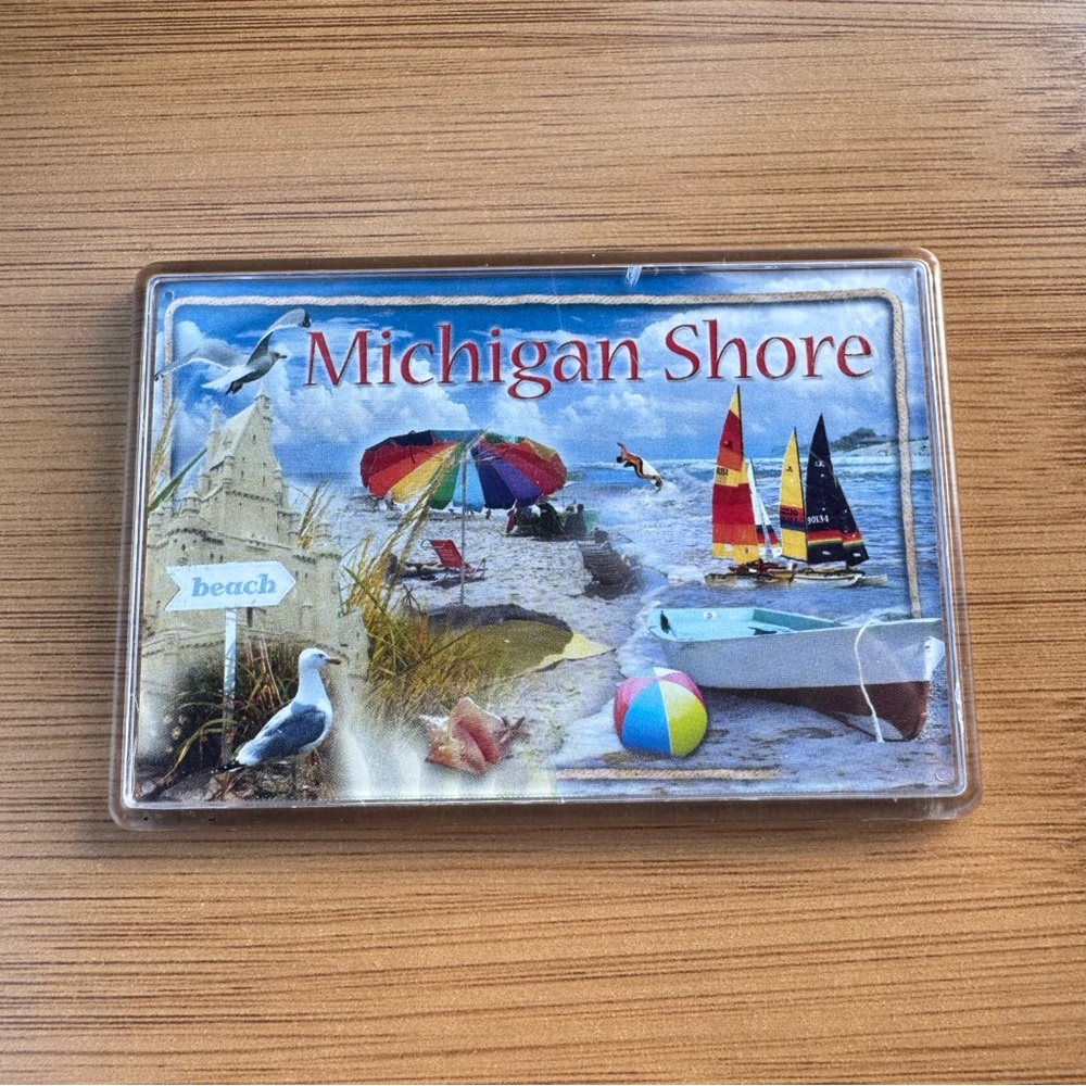 Vintage Michigan Shore‎ Clear Souvenir Magnet